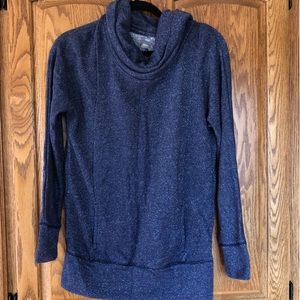 Sparkly Navy Cowl Neck Sweatshirt with Pockets